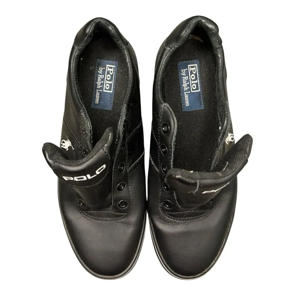 Polo Ralph Lauren Men's Hanford Fashion Leather Sneaker Black  - 8.5D
